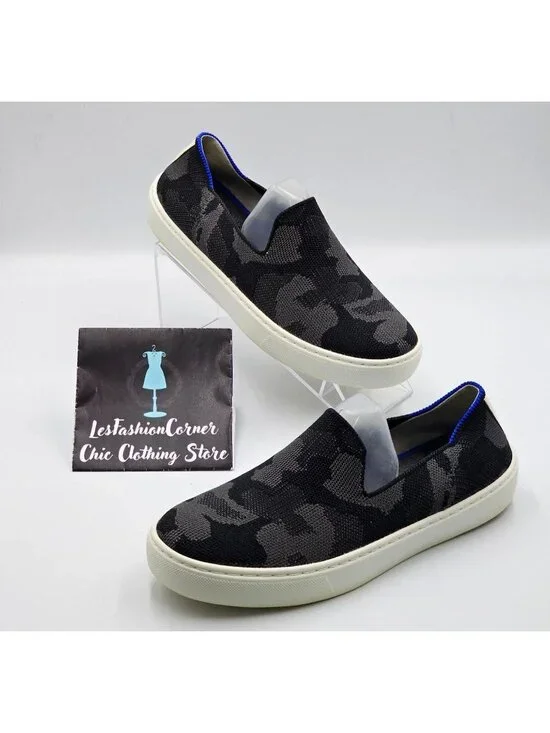 Rothy's Women's The Original Black & Gray Camo Fabric Slip On Sneakers Sz 6 2227 - Picture 6 of 16